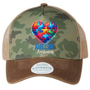 Autism Awareness Love Heart Puzzle Piece Gift Gift Legacy Tie Dye Trucker Hat