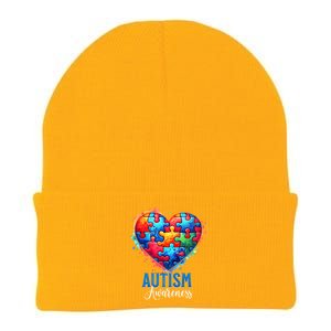 Autism Awareness Love Heart Puzzle Piece Gift Gift Knit Cap Winter Beanie