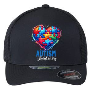 Autism Awareness Love Heart Puzzle Piece Gift Gift Flexfit Unipanel Trucker Cap