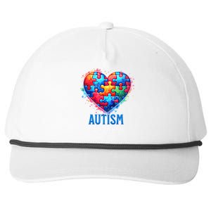 Autism Awareness Love Heart Puzzle Piece Gift Gift Snapback Five-Panel Rope Hat