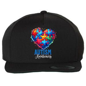 Autism Awareness Love Heart Puzzle Piece Gift Gift Wool Snapback Cap