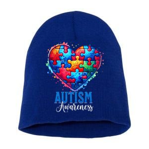 Autism Awareness Love Heart Puzzle Piece Gift Gift Short Acrylic Beanie