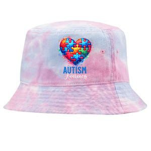 Autism Awareness Love Heart Puzzle Piece Gift Gift Tie-Dyed Bucket Hat