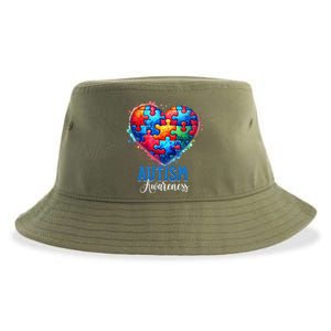 Autism Awareness Love Heart Puzzle Piece Gift Gift Sustainable Bucket Hat