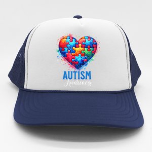 Autism Awareness Love Heart Puzzle Piece Gift Gift Trucker Hat