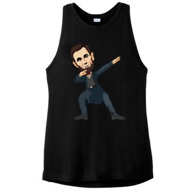 Abraham Abe Lincoln Dabbing Dab Dance 4th Of July Gift Ladies PosiCharge Tri-Blend Wicking Tank