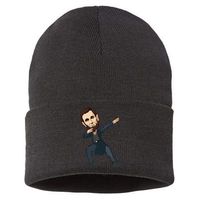 Abraham Abe Lincoln Dabbing Dab Dance 4th Of July Gift Sustainable Knit Beanie