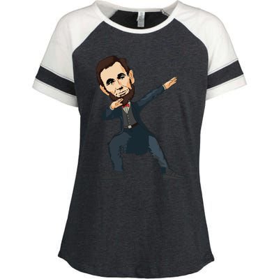 Abraham Abe Lincoln Dabbing Dab Dance 4th Of July Gift Enza Ladies Jersey Colorblock Tee