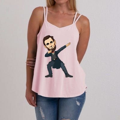 Abraham Abe Lincoln Dabbing Dab Dance 4th Of July Gift Women's Strappy Tank