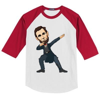 Abraham Abe Lincoln Dabbing Dab Dance 4th Of July Gift Kids Colorblock Raglan Jersey