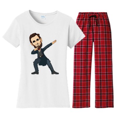 Abraham Abe Lincoln Dabbing Dab Dance 4th Of July Gift Women's Flannel Pajama Set