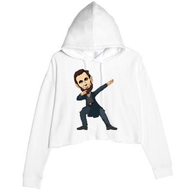 Abraham Abe Lincoln Dabbing Dab Dance 4th Of July Gift Crop Fleece Hoodie