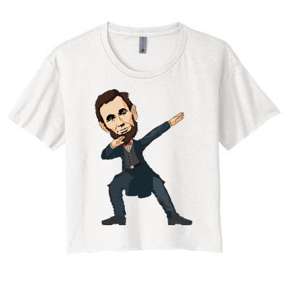 Abraham Abe Lincoln Dabbing Dab Dance 4th Of July Gift Women's Crop Top Tee