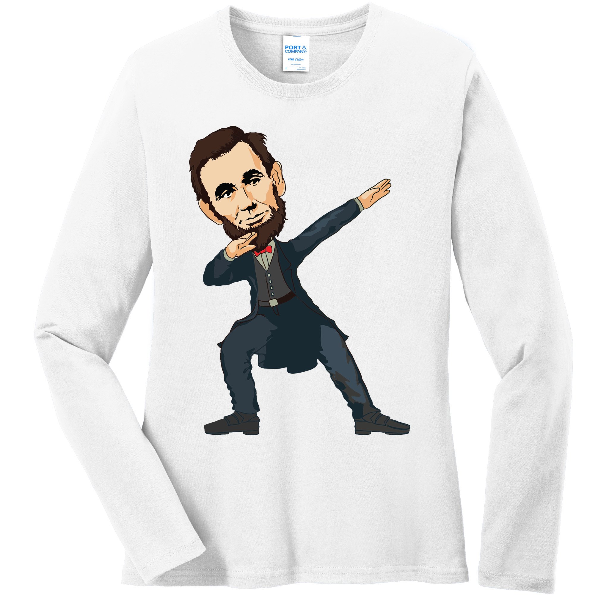 Abraham Abe Lincoln Dabbing Dab Dance 4th Of July Gift Ladies Long Sleeve Shirt