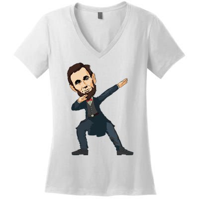 Abraham Abe Lincoln Dabbing Dab Dance 4th Of July Gift Women's V-Neck T-Shirt