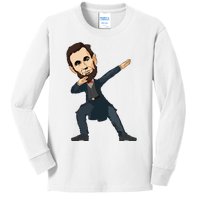 Abraham Abe Lincoln Dabbing Dab Dance 4th Of July Gift Kids Long Sleeve Shirt