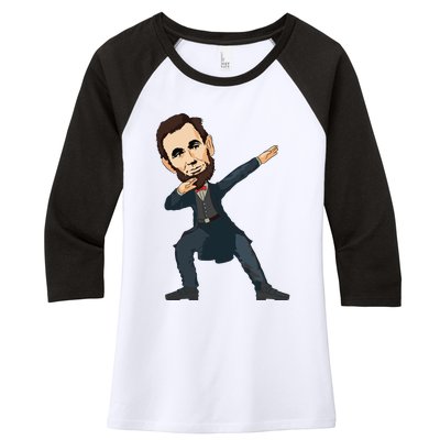 Abraham Abe Lincoln Dabbing Dab Dance 4th Of July Gift Women's Tri-Blend 3/4-Sleeve Raglan Shirt