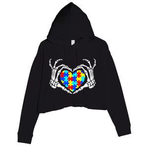 Autism Awareness Love Heart Puzzle Piece Autism Familly Cool Gift Crop Fleece Hoodie