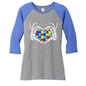 Autism Awareness Love Heart Puzzle Piece Autism Familly Cool Gift Women's Tri-Blend 3/4-Sleeve Raglan Shirt