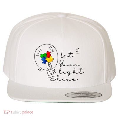 Autism Awareness Let Your Light Shine Puzzle Piece Wool Snapback Cap