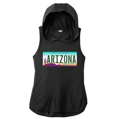 Arizona AZ License Plate Classic Ladies PosiCharge Tri-Blend Wicking Draft Hoodie Tank