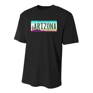 Arizona AZ License Plate Classic Youth Performance Sprint T-Shirt