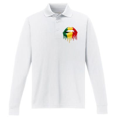 African American Lips Juneteenth Queen Performance Long Sleeve Polo