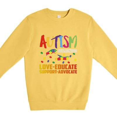 Autism Awareness Love Educate Support Advocate Puzzle Gift Premium Crewneck Sweatshirt