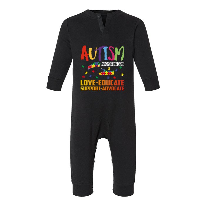 Autism Awareness Love Educate Support Advocate Puzzle Gift Infant Fleece One Piece