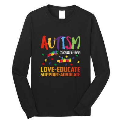 Autism Awareness Love Educate Support Advocate Puzzle Gift Long Sleeve Shirt