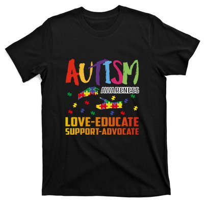 Autism Awareness Love Educate Support Advocate Puzzle Gift T-Shirt