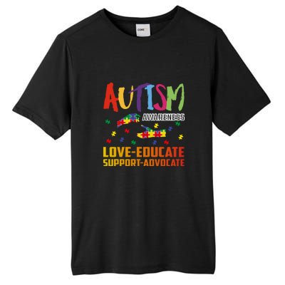 Autism Awareness Love Educate Support Advocate Puzzle Gift Tall Fusion ChromaSoft Performance T-Shirt