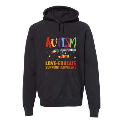 Autism Awareness Love Educate Support Advocate Puzzle Gift Premium Hoodie