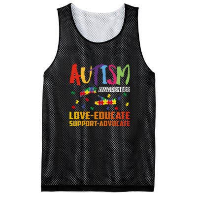 Autism Awareness Love Educate Support Advocate Puzzle Gift Mesh Reversible Basketball Jersey Tank