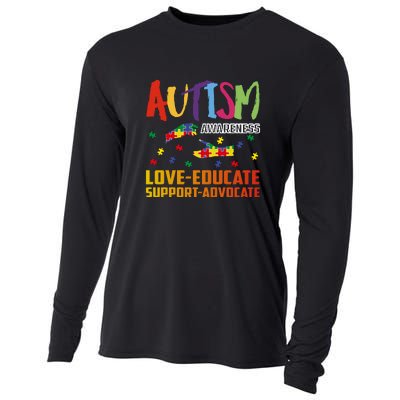 Autism Awareness Love Educate Support Advocate Puzzle Gift Cooling Performance Long Sleeve Crew