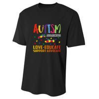 Autism Awareness Love Educate Support Advocate Puzzle Gift Performance Sprint T-Shirt