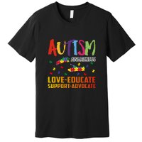 Autism Awareness Love Educate Support Advocate Puzzle Gift Premium T-Shirt