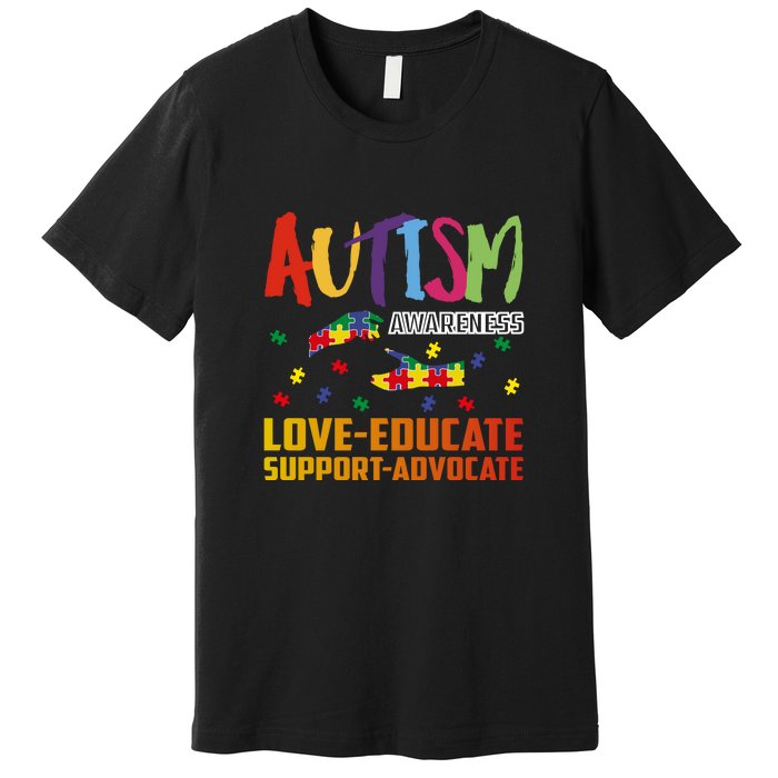 Autism Awareness Love Educate Support Advocate Puzzle Gift Premium T-Shirt