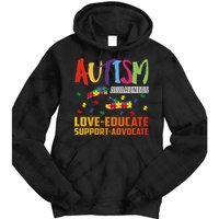 Autism Awareness Love Educate Support Advocate Puzzle Gift Tie Dye Hoodie