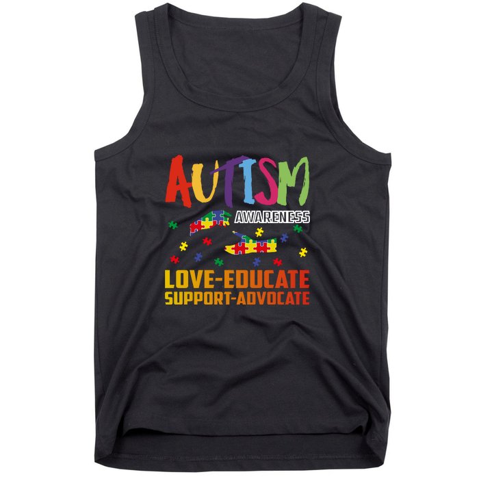 Autism Awareness Love Educate Support Advocate Puzzle Gift Tank Top