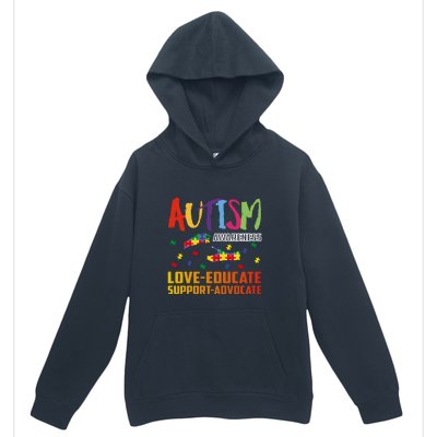 Autism Awareness Love Educate Support Advocate Puzzle Gift Urban Pullover Hoodie