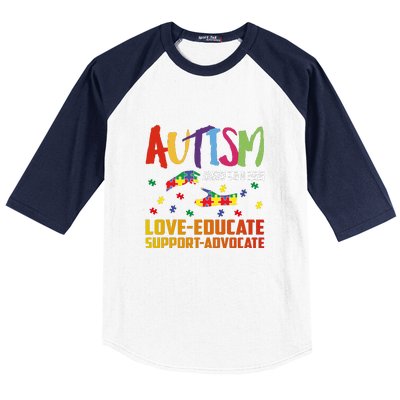 Autism Awareness Love Educate Support Advocate Puzzle Gift Baseball Sleeve Shirt