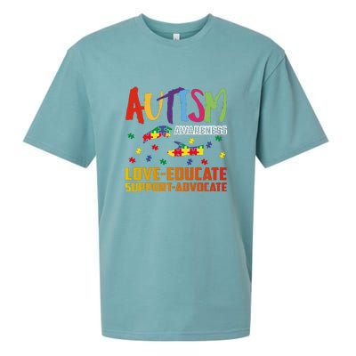 Autism Awareness Love Educate Support Advocate Puzzle Gift Sueded Cloud Jersey T-Shirt