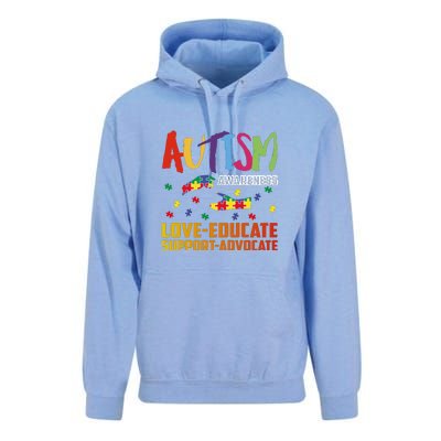 Autism Awareness Love Educate Support Advocate Puzzle Gift Unisex Surf Hoodie