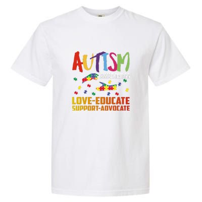 Autism Awareness Love Educate Support Advocate Puzzle Gift Garment-Dyed Heavyweight T-Shirt