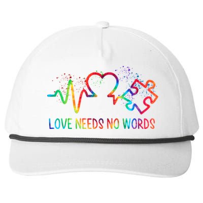 Autism Awareness Love Needs No Word Autism Mom Dad Tie Dye Gift Snapback Five-Panel Rope Hat