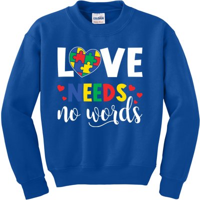 Autism Awareness Love Needs No Words Autism Colorful Puzzles Gift Kids Sweatshirt