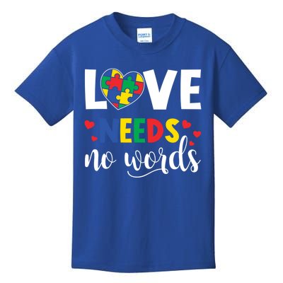 Autism Awareness Love Needs No Words Autism Colorful Puzzles Gift Kids T-Shirt