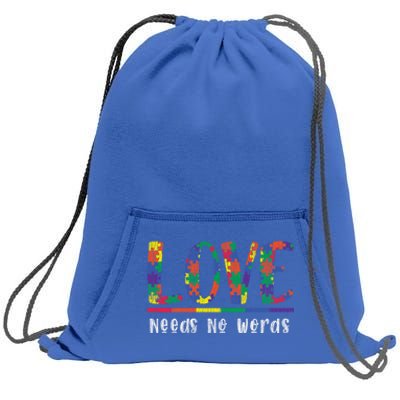 Autism Awareness Love Needs No Words Autistic Awareness Great Gift Sweatshirt Cinch Pack Bag