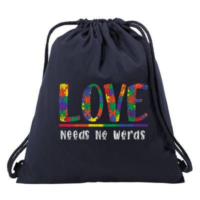 Autism Awareness Love Needs No Words Autistic Awareness Great Gift Drawstring Bag